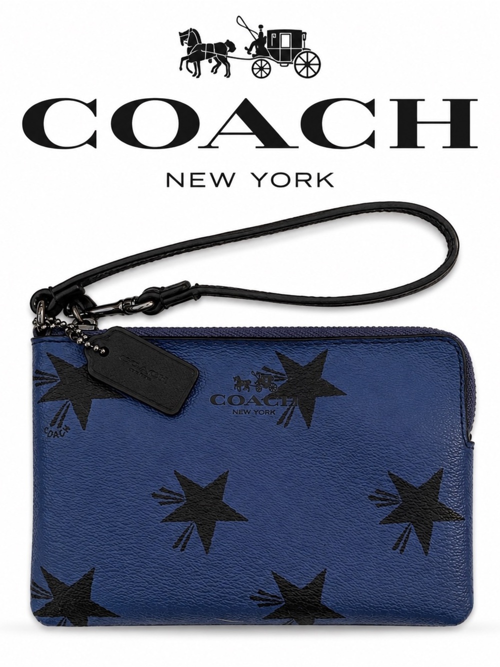Coach Blue and Black Star Wristlet